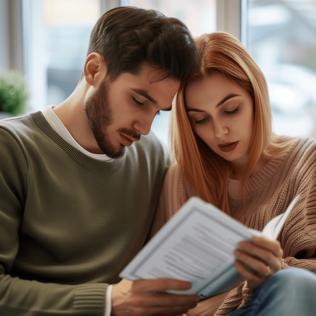 young_couple_man_and_woman_sad_while_sitting_at_a_Clinic
