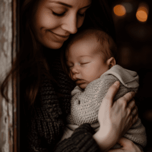 A_mother_lovingly_cradling_her_newborn_baby